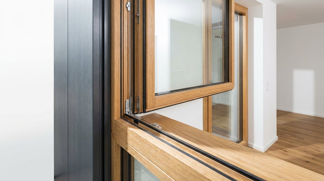 Okno drewniano-aluminiowe: drewno wewnątrz, aluminium na zewnątrz